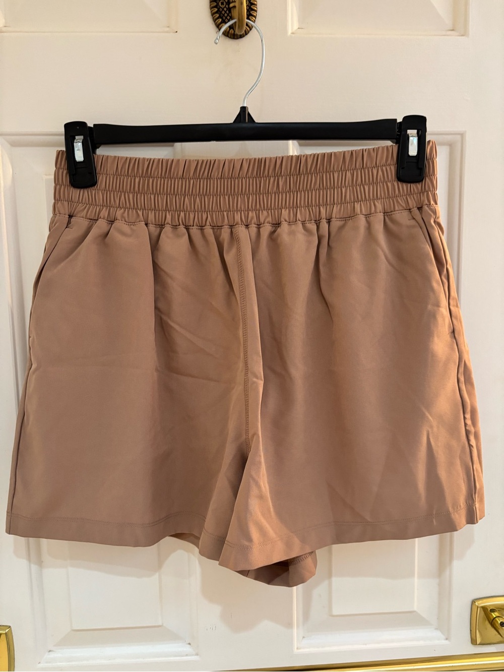Zenana Outfitters women’s ' Tan Elastic Waist Shorts- Tan - Picture 2 of 2